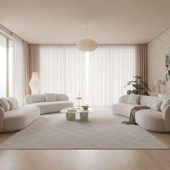 定番北欧風3Dデザインのウィルトン織カーペット(Luna Veil)