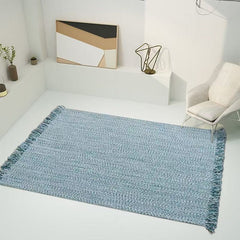 南国ナチュラルな雰囲気に!職人手織り製フリンジカーペット(SOFTY)