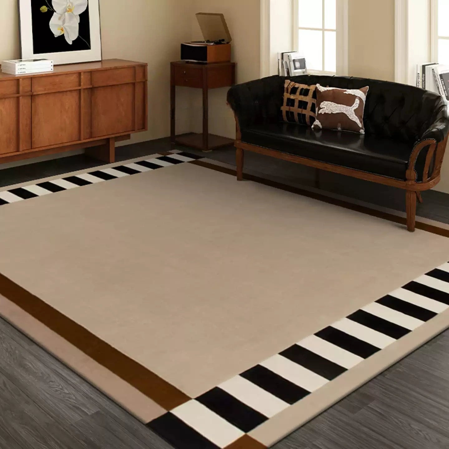 高級手作りタフティングガン刺しカーペット（Frame Stripe）