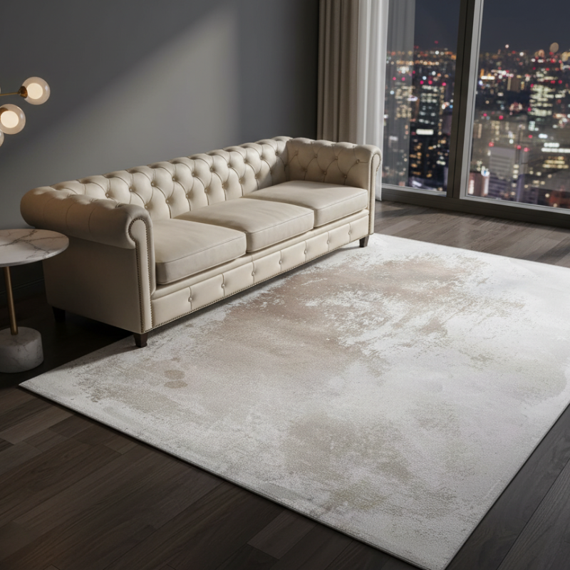 定番北欧風3Dデザインのウィルトン織カーペット（Erhai Blue）