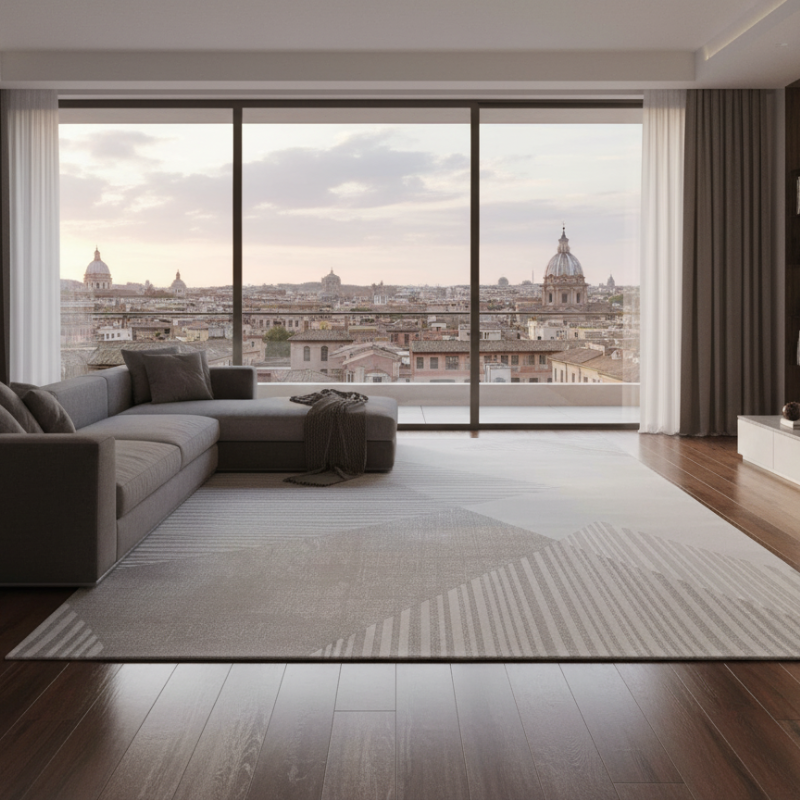 定番北欧風3Dデザインのウィルトン織カーペット（Erhai Blue）