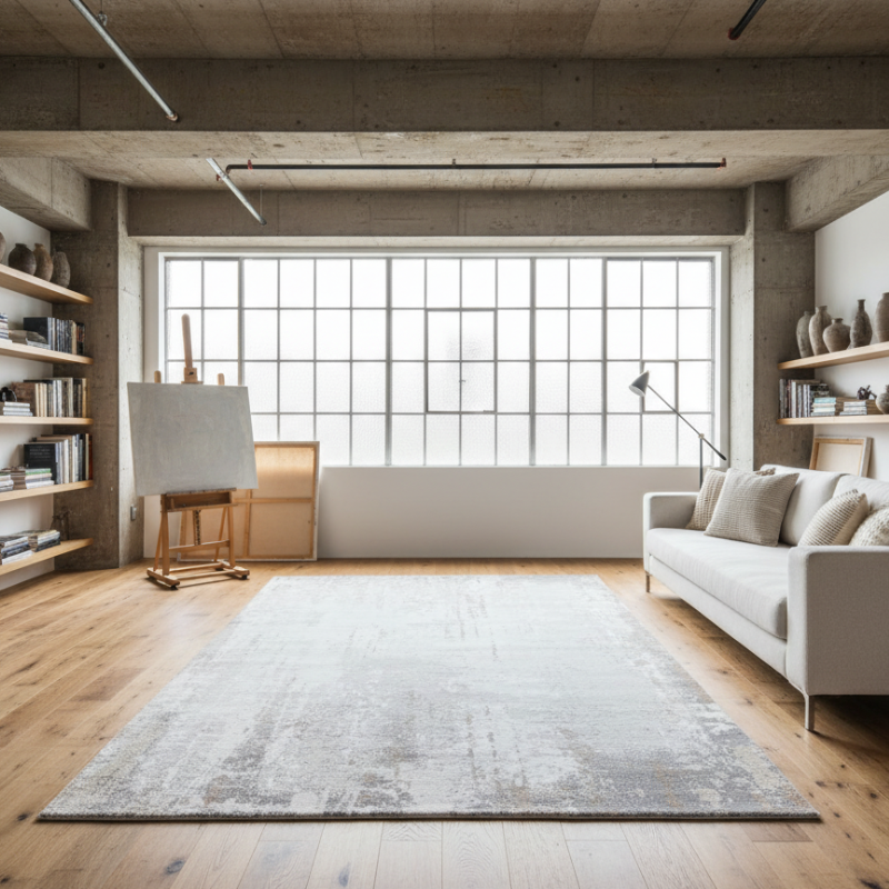 定番北欧風3Dデザインのウィルトン織カーペット（Erhai Blue）