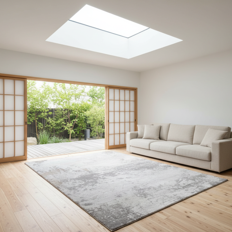 定番北欧風3Dデザインのウィルトン織カーペット（Erhai Blue）