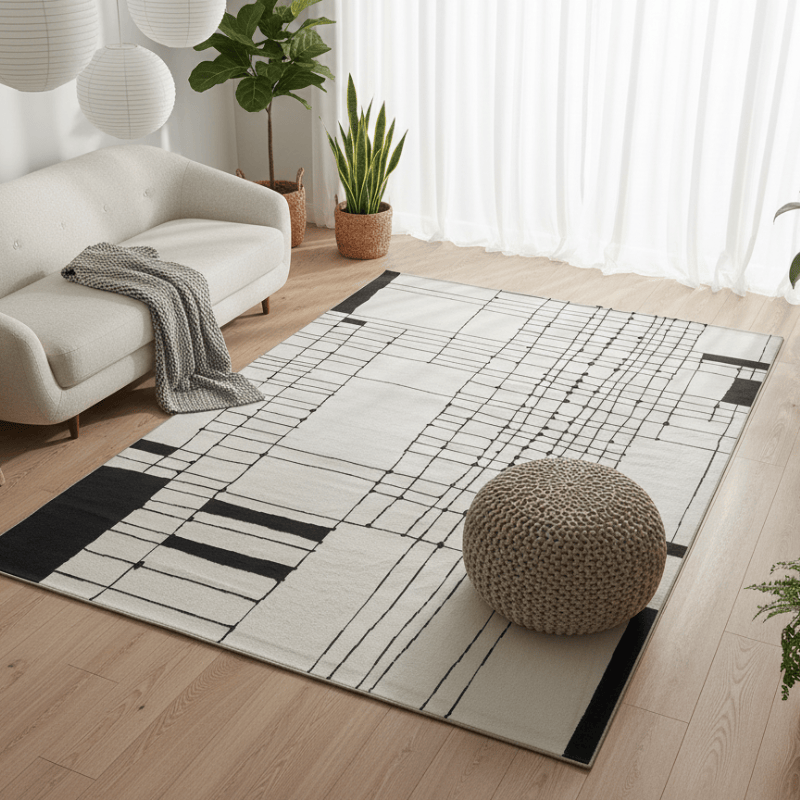 定番北欧風3Dデザインのウィルトン織カーペット（Porla）