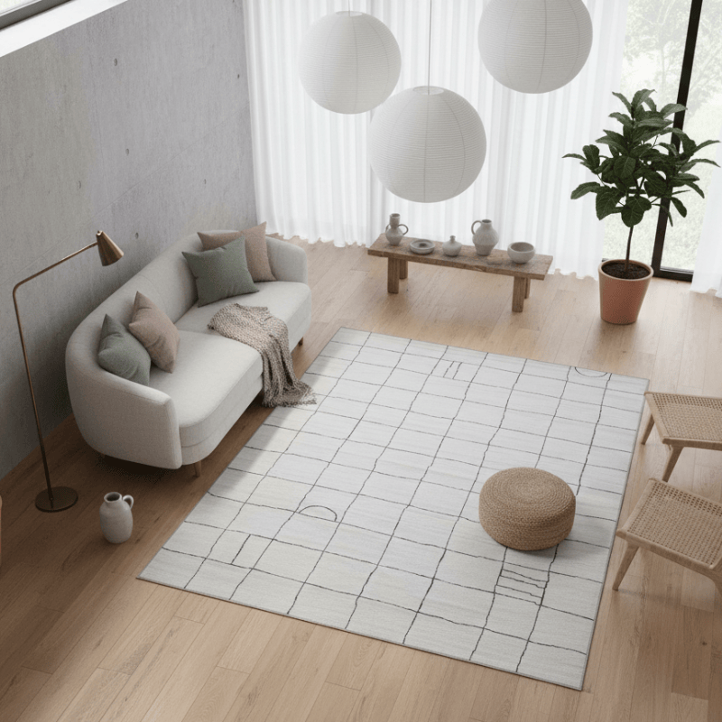 定番北欧風3Dデザインのウィルトン織カーペット（Porla）