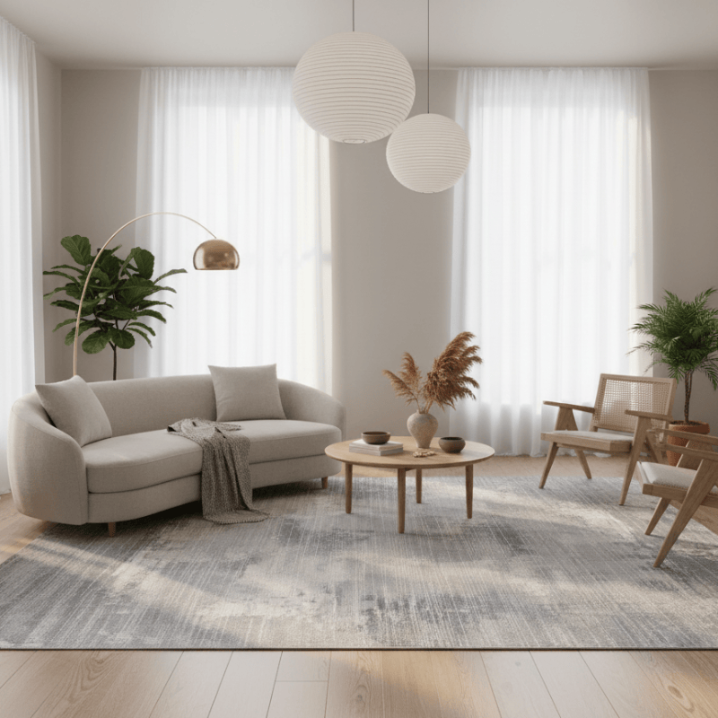 定番北欧風3Dデザインのウィルトン織カーペット（Weston Waterway）